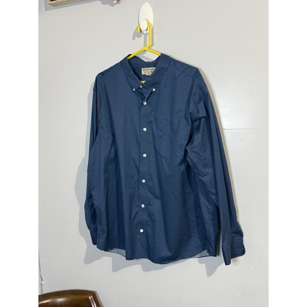Duluth Trading Co Relaxed Fit Wrinkle Fighter Blue Polka Dot Men's Size 2XL